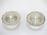 Two 3.25" Sterling Silver S Kirk & Son Antique Floral Repousse Toothpick Holders