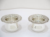 Two 3.25" Sterling Silver S Kirk & Son Antique Floral Repousse Toothpick Holders