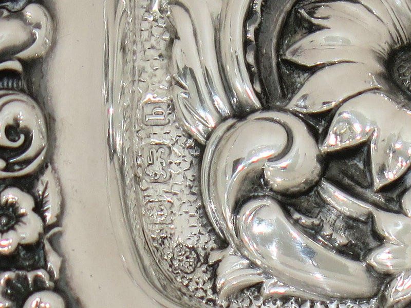 11.5" Sterling Silver Antique English 1901 Floral Repousse Small Decorative Tray