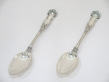 Two 8 5/8 in Sterling Silver Gorham Antique Floral Queens Pattern c. 1870 Spoons