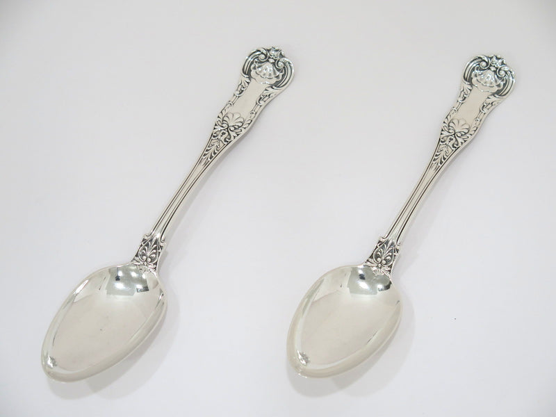 Two 8 5/8 in Sterling Silver Gorham Antique Floral Queens Pattern c. 1870 Spoons