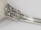 Two 8 5/8 in Sterling Silver Gorham Antique Floral Queens Pattern c. 1870 Spoons