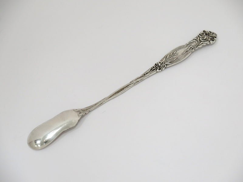 8 5/8" Sterling Silver Simpson, Hall, Miller & Co Antique Lily Motif Olive Spoon