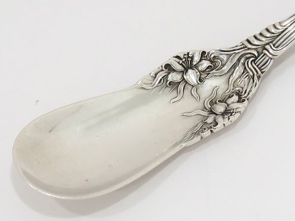 8 5/8" Sterling Silver Simpson, Hall, Miller & Co Antique Lily Motif Olive Spoon