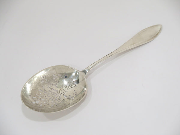 8 7/8 in - European Silver Antique Dutch Floral Slotted Spoon