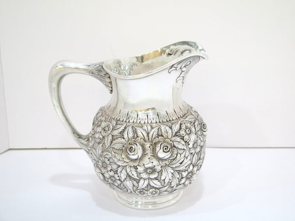 8.25 in - Sterling Silver S. Kirk & Son Vintage Floral Repousse Pitcher