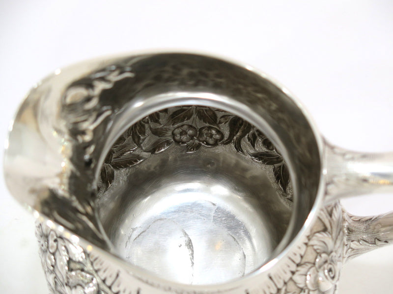 8.25 in - Sterling Silver S. Kirk & Son Vintage Floral Repousse Pitcher