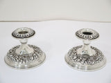 Pair of 4" Sterling Silver S. Kirk & Son Vintage Floral Repousse Candle Holders