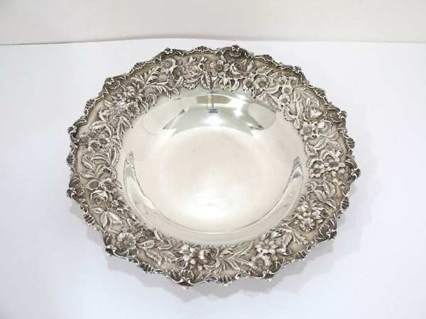 11.5 in - Sterling Silver S. Kirk & Son Antique Floral Repousse Serving Bowl