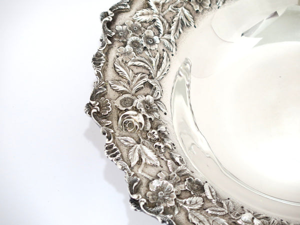 11.5 in - Sterling Silver S. Kirk & Son Antique Floral Repousse Serving Bowl