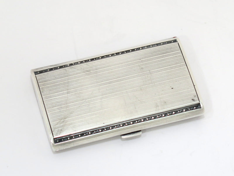 3 3/8 in - 935 Silver Gilt Interior Vintage American Striped Cigarette Case