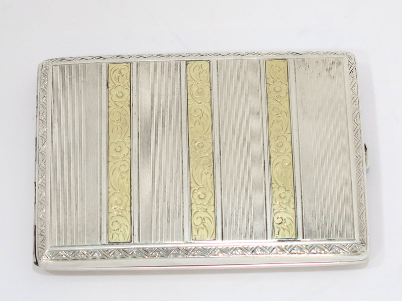 4 in - 900 Silver Gilt Vintage Continental Floral Cigarette Case