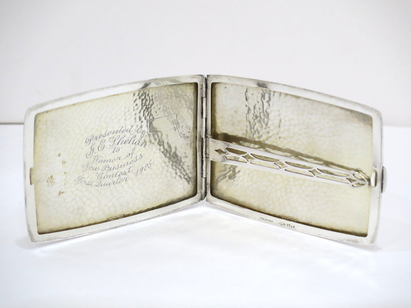 4.5" Sterling Silver Rose Yellow Gold The Thomae Antique Hammered Cigarette Case