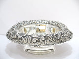 11.5 in Sterling Silver Stieff Antique 1928 Floral Repousse Footed Serving Bowl