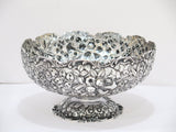 9 in - Sterling Silver S. Kirk & Son Antique Floral Repousse Footed Serving Bowl