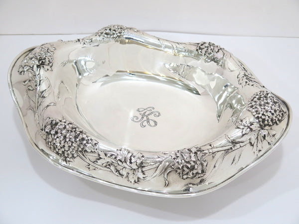 15.25 in Sterling Silver Dominick & Haff Antique Floral Footed Oval Serving Bowl