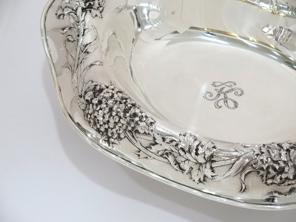 15.25 in Sterling Silver Dominick & Haff Antique Floral Footed Oval Serving Bowl