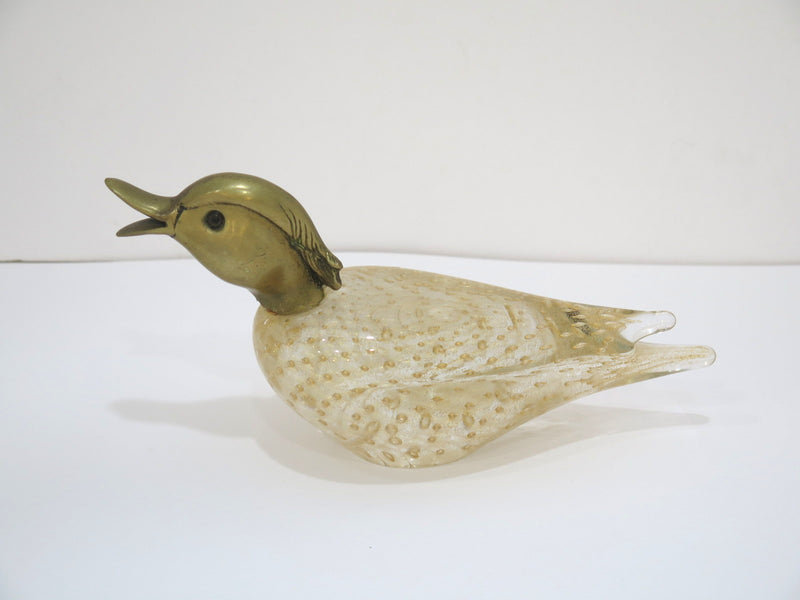 Pair of Murano Glass Brass Vintage Ducks