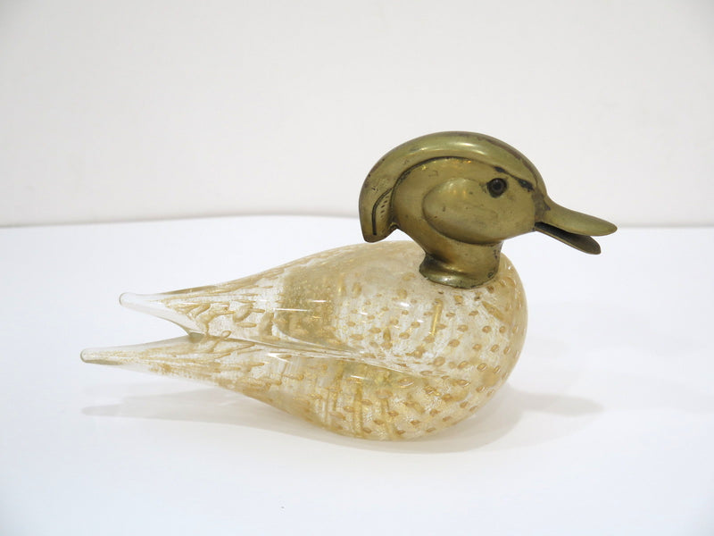 Pair of Murano Glass Brass Vintage Ducks