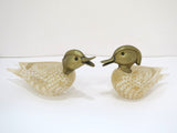 Pair of Murano Glass Brass Vintage Ducks