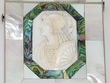 3.5" Bone Mother of Pearl Antique European Greek Ancient Warrior Cameo Card Case