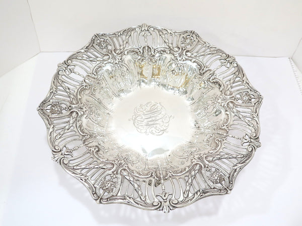 14.5 in Sterling Silver Bailey, Banks & Biddle Antique Garland Motif Footed Bowl