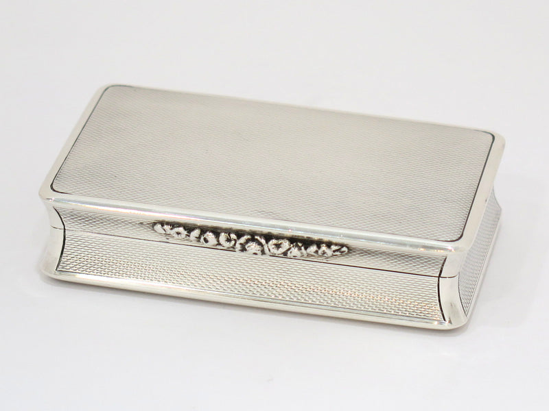 3.25 in - Sterling Silver Gilt Interior Vintage 1947 English Guilloche Snuff Box