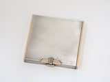 2 7/8 in - 950 Silver Diamonds Antique French Two-Tone Compact