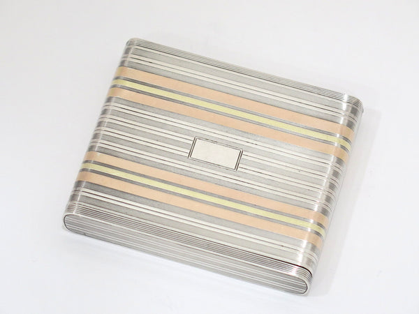 3.5 in - Sterling Silver 14K Gold Vintage American Spring-Opened Cigarette Case