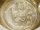 2 5/8 in - Sterling Silver Antique 1868 Republica Peruana 9 Decimos Coin Ashtray