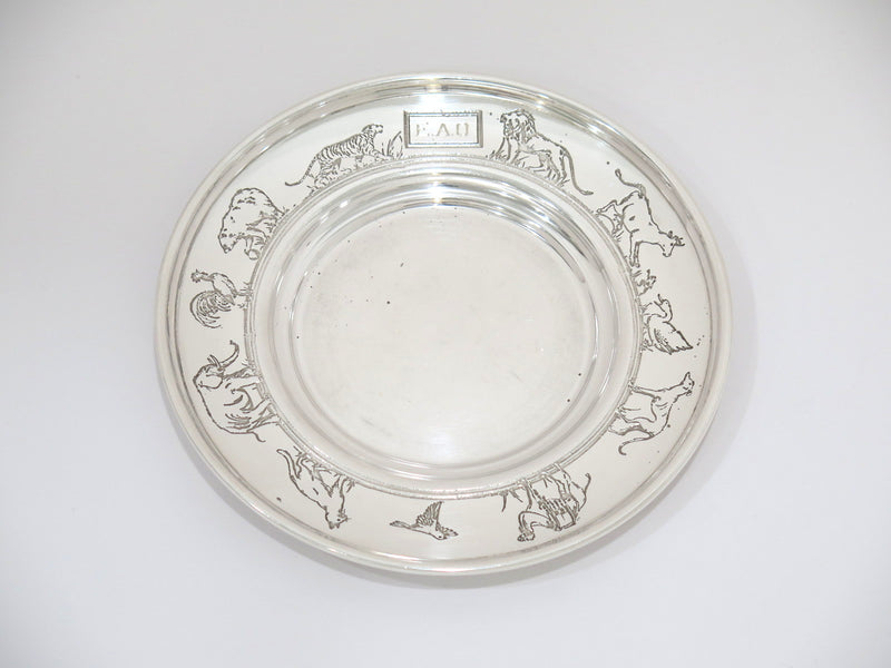 Sterling Silver International Sterling Antique Child's Bowl & Plate w/ Animals