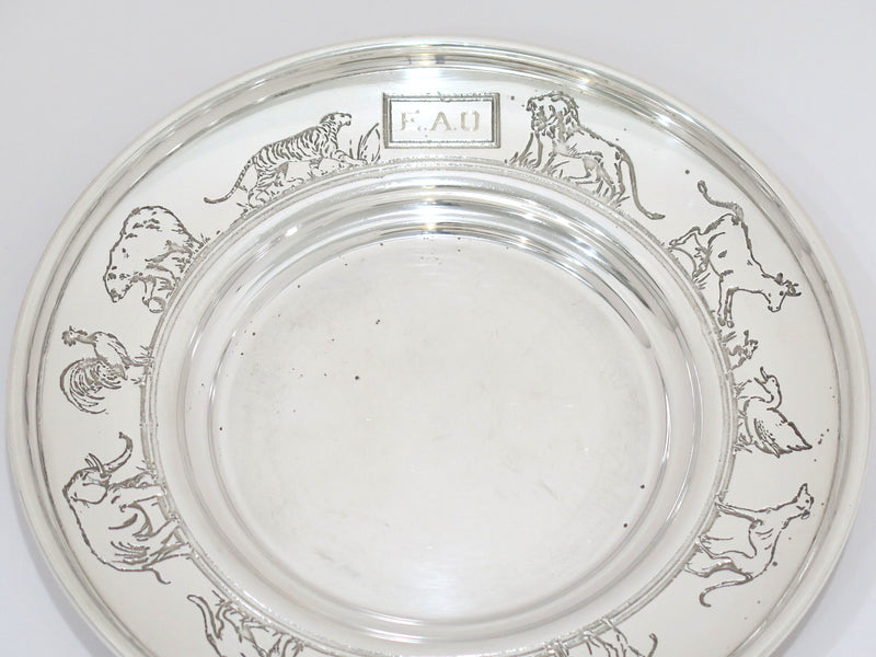 Sterling Silver International Sterling Antique Child's Bowl & Plate w/ Animals