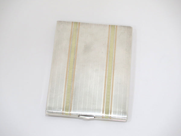 4.25 in Sterling Silver 14K Gold Watrous Mfg. Co. Antique Striped Cigarette Case