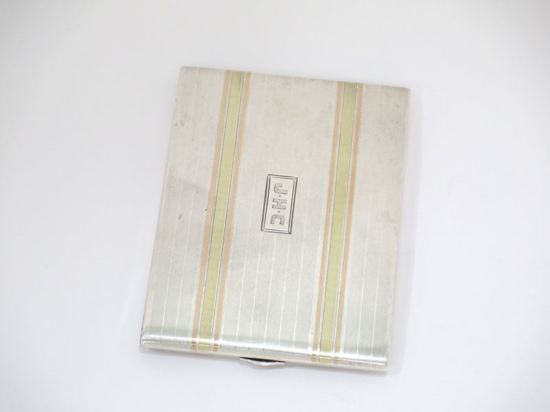 4.25 in Sterling Silver 14K Gold Watrous Mfg. Co. Antique Striped Cigarette Case