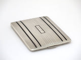 4.25 in - Sterling Silver Black Enamel Antique American Striped Cigarette Case