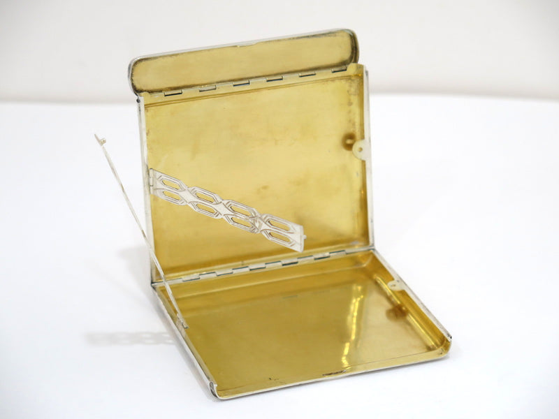 3.5 in - Sterling Silver 14K Gold Vintage American Spring-Opened Cigarette Case