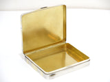 3 3/8 in Sterling Silver Gilt Sapphires Vintage European Striped Cigarette Case