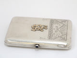 4 3/8" 875 Silver Gold Letters Sapphire Lock Vintage Russian 1936 Cigarette Case