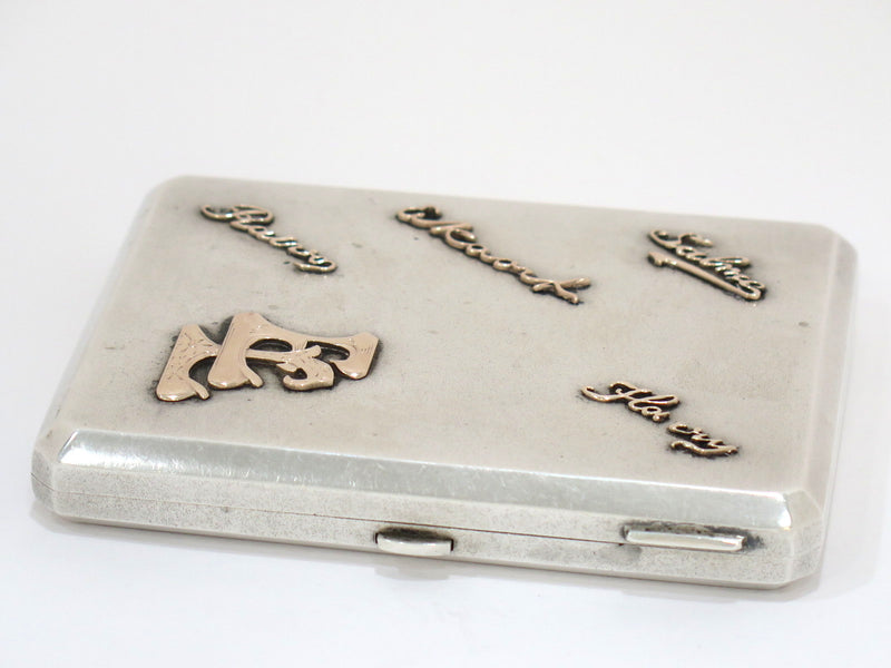 4.25" 875 Silver Gold Monogram & Names Vintage Russian 1920s-30s Cigarette Case