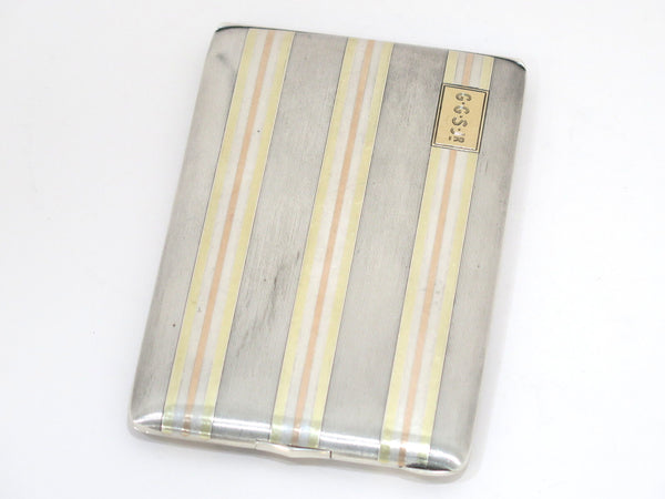 4 5/8 in - Sterling Silver 14K Gold Tiffany & Co. Antique Striped Cigarette Case