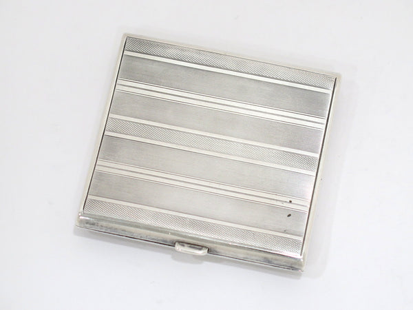 3 in - 900 Silver Vintage German Curved Striped Cigarette Case