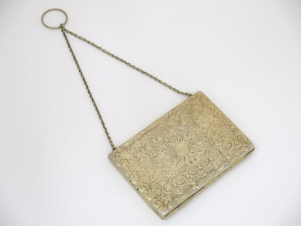 3 7/8 in - Sterling Silver Gilt Antique English 1875 Ornate Dance Card Case