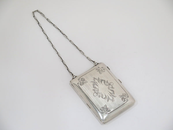 3.5" Sterling Silver W.H. Saart Antique Dance Card Case w/ Coin Holders & Mirror