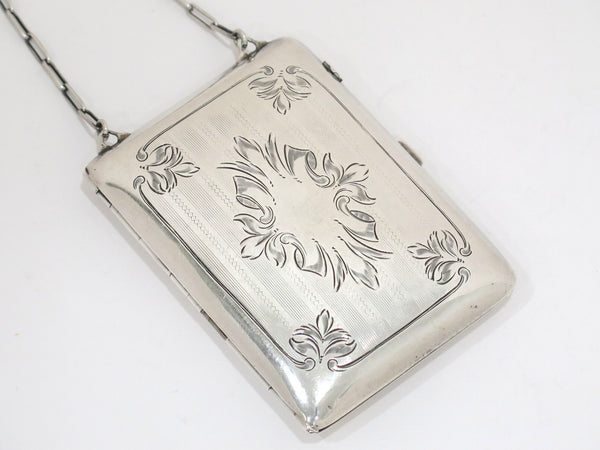 3.5" Sterling Silver W.H. Saart Antique Dance Card Case w/ Coin Holders & Mirror