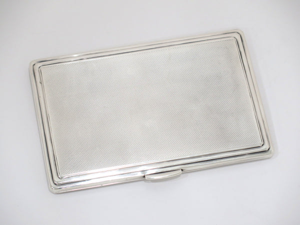 5 in Sterling Silver Gilt Interior Vintage English 1943 Guilloche Cigarette Case