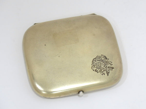 3.5 in - European Silver Gilt Antique German Coat of Arms Cigarette Case