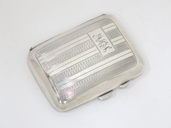 3.25 in Sterling Silver Gilt Interior Vintage English 1933 Curved Cigarette Case