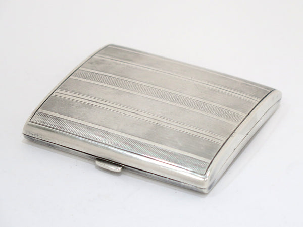 3 in - 900 Silver Vintage German Curved Striped Cigarette Case