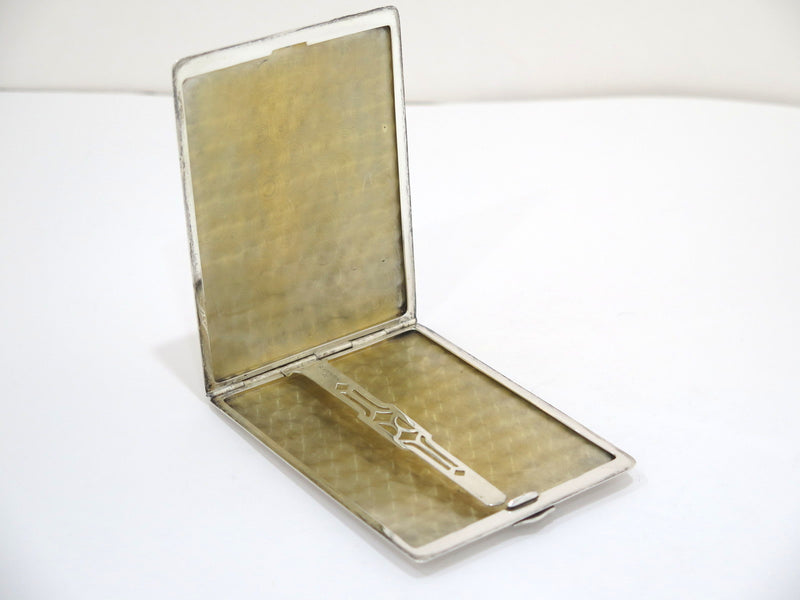 4" Sterling Silver Gilt Interior La Pierre Mfg Co Antique Striped Cigarette Case