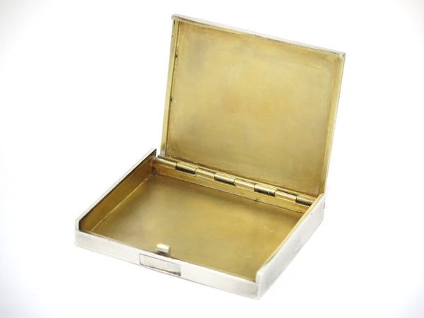 3 in - 900 Silver Gilt Interior Vintage European Guilloche Cigarette Case